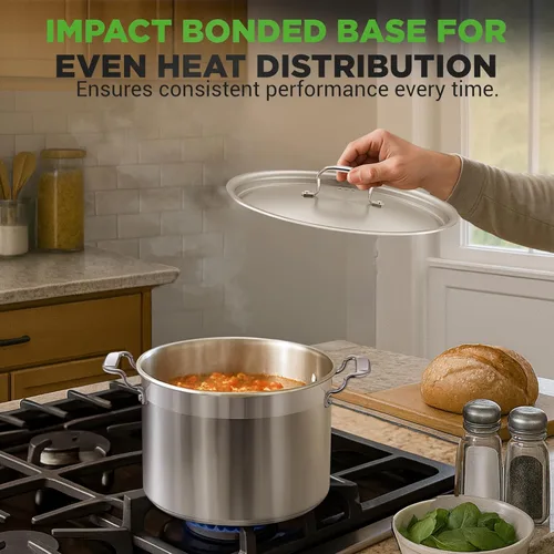 Miniatura 6 de NutriChef Olla resistente de 8 cuartos de galón con tapa de acero inoxidable – Olla de cocina compatible con inducción, ideal para sopas y guisos
