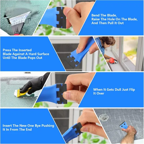 Miniatura 5 de Honoson 300 cuchillas raspadoras de plástico para rascador de plástico, cuchillas de afeitar de doble filo con ranura para punta, cuchillas de borde