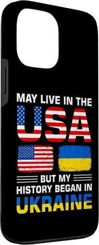 Miniatura 3 de Funda para iPhone 13 Pro Max con la bandera de Ucrania y la bandera de Estados Unidos con raíces ucranianas