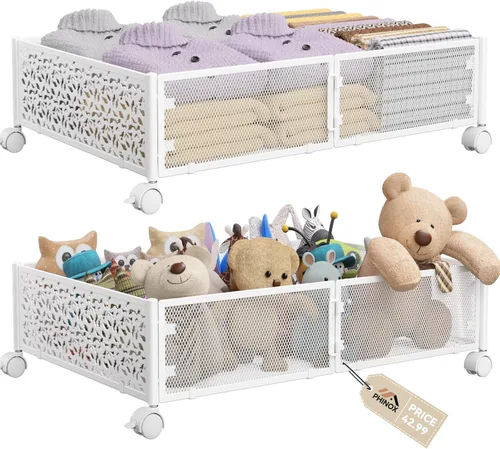 Miniatura 13 de Contenedor de Almacenamiento Debajo de la Cama con Ruedas, Organizador de Cajones de Almacenamiento para Zapatos Debajo de la Cama, Contenedores