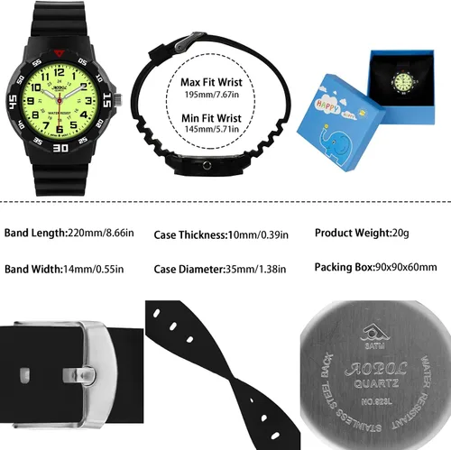 Miniatura 3 de Reloj analógico para niños y niñas, impermeable, deportivo, para exteriores, analógico, para niños de 3 a 12 años