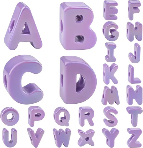 Miniatura 37 de 26 Pcs Chunky Amber Letter Beads, 20mm Jumbo 3D Acrylic Letter Beads, Big Letter Beads for Bracelets, Necklaces, Bagcharms, Shoelaces, Keychains