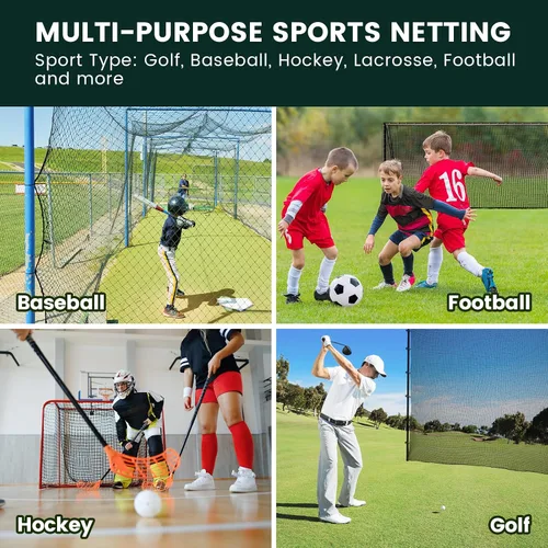 Miniatura 8 de Golf Net for Hitting Practice, 10Ft to 50Ft Golf Ball Netting with 33Ft Hanging Nylon Rope,Also Use as Baseball, Hockey, Soccer, LAX