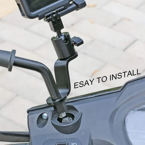 Miniatura 5 de Soporte de aluminio para espejo retrovisor de motocicleta compatible con GoPro Hero 13/12/11/10/9/8/7/6 (2018)/5 negro APEMAN AKASO TENKER Campark