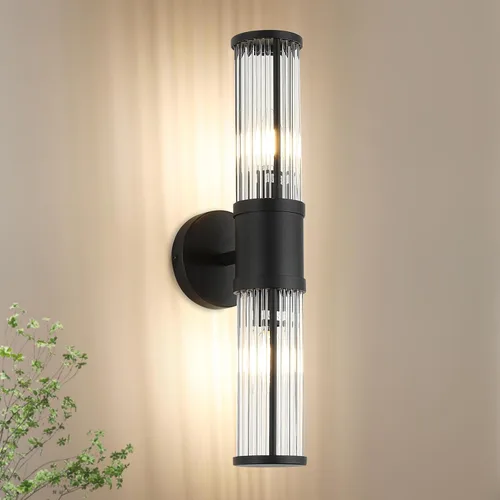 Miniatura 14 de Moderna lámpara de tocador de latón cepillado, aplique de pared con doble varilla de vidrio para baño, base de candelabro E12, iluminación de Latón