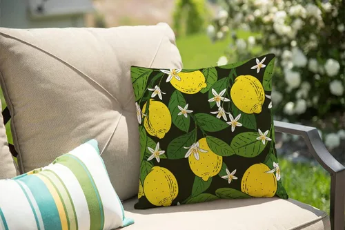 Miniatura 39 de Solekla Funda de almohada cuadrada de lino y algodón con flores blancas y negras, funda de cojín decorativa para sofá de 18 x 18 pulgadas Sl157