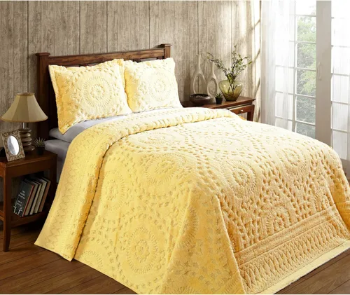 Miniatura 13 de Better Trends 1 colcha de chenilla tamaño matrimonial/doble, ropa de cama de chenilla 100% algodón, patrón de medallón ligero, decoración