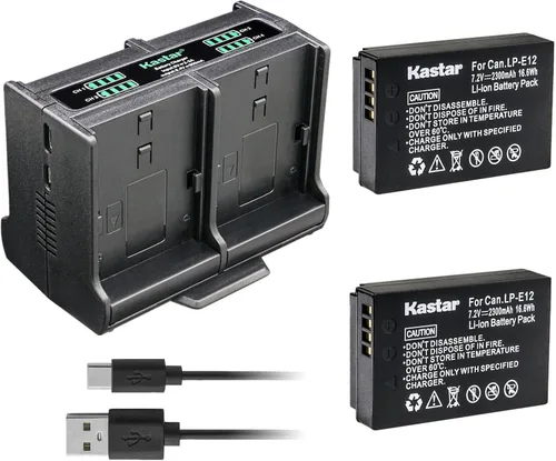 Miniatura 6 de Kastar Cargador de batería cuádruple compatible con batería Canon LP-E12 LPE12, cargador Canon LC-E12 LC-E12E, Canon EOS 100D EOS M M2 M10 M50 Mark2