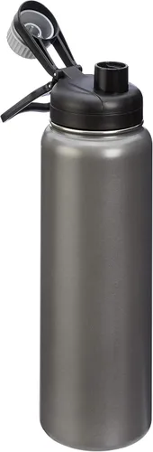 Miniatura 3 de Amazon Basics Botella de agua grande con aislamiento de acero inoxidable, tapa de boquilla, 30.1 onzas, gris