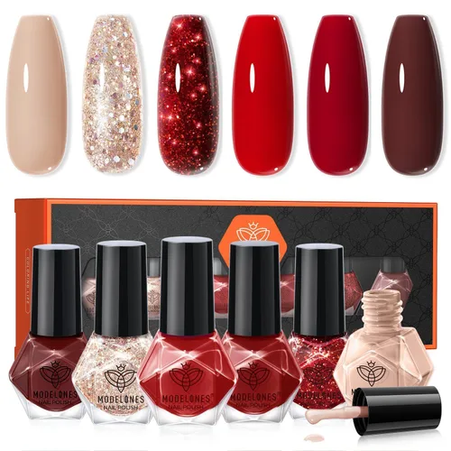 Miniatura 16 de modelones Esmalte de uñas, capa base 3 en uno, 0.5 onzas líquidas, fortalecedor de uñas transparente, secado rápido, larga duración, brillo
