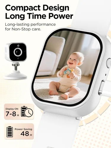 Miniatura 7 de NUOTUN Monitor de bebé con cámara y reloj de audio, portátil portátil de 2 pulgadas, monitor de bebé HD sin WiFi, bucle de video 1080P, visión