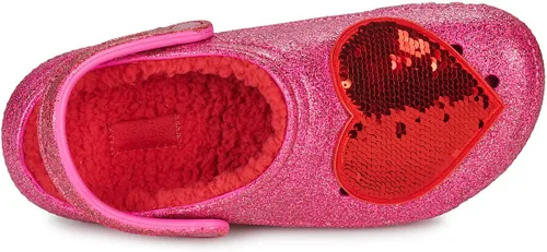 Miniatura 7 de Crocs Zueco de corazón con purpurina rosa con forro clásico unisex para adultos