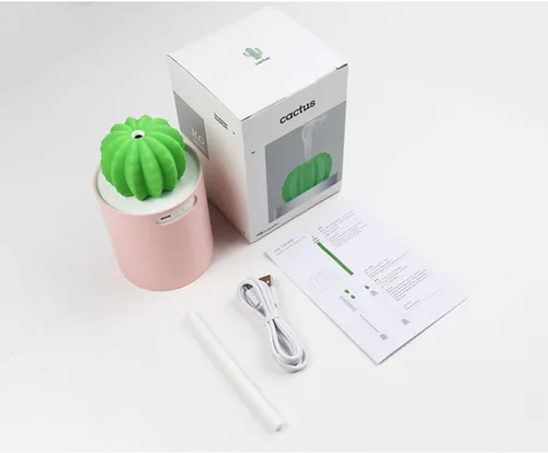 Miniatura 6 de Minihumidificador, 280ml USB Portátil Cactus Difusor de aire con niebla fría, Funcionamiento Ultra-silencioso para Dormitorio Hogar Oficina Yoga Rosa
