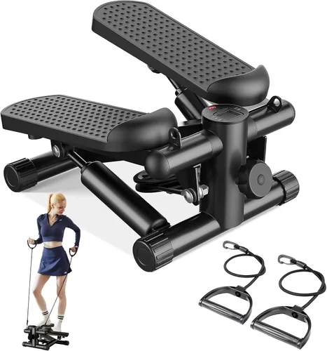 Miniatura 9 de Sweetcrispy Mini Escalones con Bandas de Resistencia para Ejercicio en Casa, Máquina de Ejercicio de Escalón con Giro Portátil para Entrenamiento