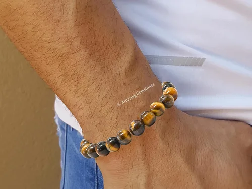 Miniatura 645 de Amazing Gemstone Pulsera de cristal para mujeres y hombres, pulsera de cristal curativo de protección, pulsera elástica con cuentas de piedras
