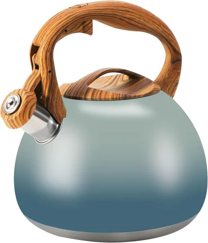 Miniatura 24 de Hervidor de Té Foedo para Estufa, Teteras Silbantes de 2.6 Cuartos para Estufa, Mango Plegable Resistente al Calor, Tetera Bonita (Beige)
