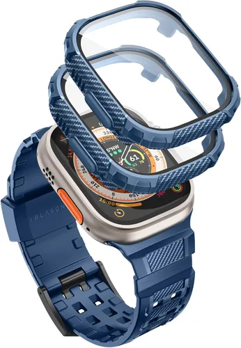 Miniatura 11 de i-Blason Correa deportiva de poliuretano termoplástico transpirable a prueba de golpes para Apple Watch 9, 8, 7 (1.772 in) con 2 fundas rígidas Negro