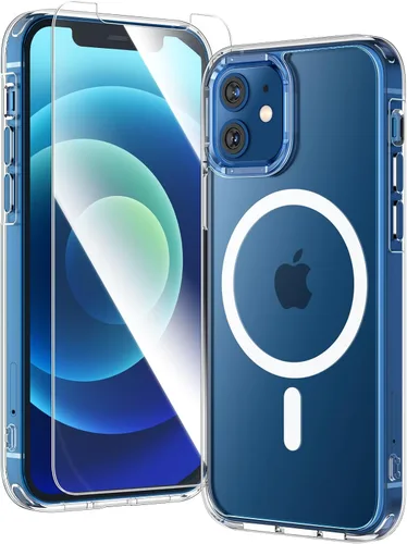 Miniatura 34 de TAURI Funda magnética 2 en 1 transparente para iPhone 14 Pro, compatible con Magsafe [no amarillenta] con protector de pantalla, protección de grado