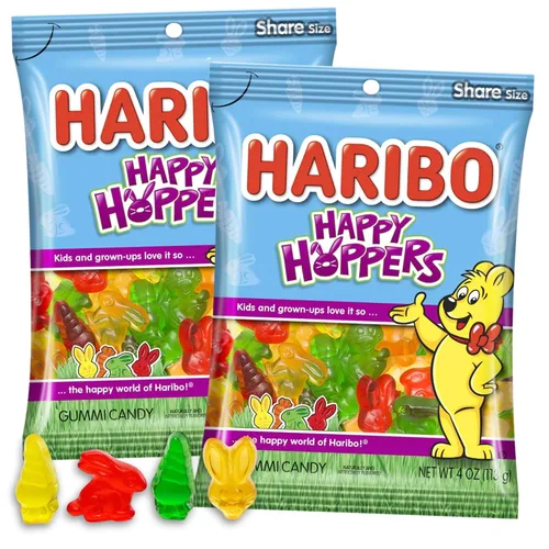Haribo Happy Hoppers Gummi Candy 4 oz (paquete de 2)