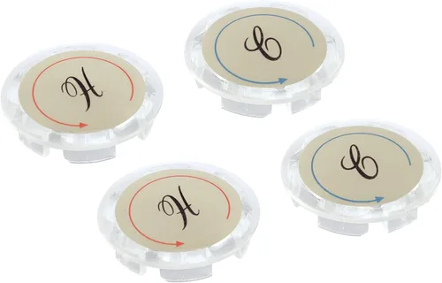 Prime-Line MP54300 - Botones universales para índice, 1-5/16 pulgadas de diámetro, transparente | acrílico, oro, paquete de 2