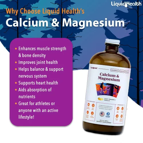Miniatura 3 de LIQUIDHEALTH Suplemento vitamínico líquido de calcio y magnesio para adultos, hueso, articulación, músculo, apoyo del tejido conectivo, salud