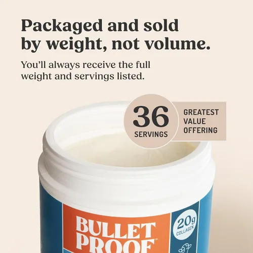 Miniatura 7 de Polvo de proteína de colágeno vainilla Bulletproof con aceite MCT, 19g de proteína, 42.3 onzas, tamaño de valor, péptidos de colágeno y aminoácidos