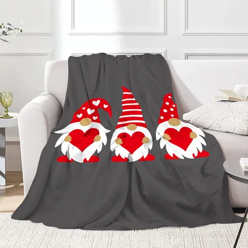 Miniatura 8 de JOOCAR Manta de franela de otoño con diseño de hojas de arce de dibujos animados, gnomo de otoño, naranja, acogedora manta de felpa suave para cama