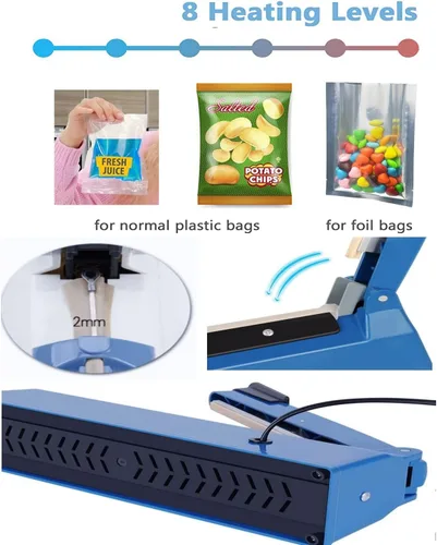 Miniatura 3 de Sellador térmico por impulso, sellador térmico de bolsas de polietileno, máquina de sellado térmico para bolsas de plástico, bolsas de PE PP con kit