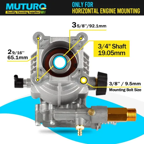 Miniatura 2 de Bomba de lavado a presión horizontal de eje de 3/4", 2600-3000 PSI, 2.5 GPM, bomba de repuesto OEM para Honda GC160,309515003,308418007,020241 y más