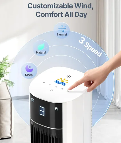 Miniatura 11 de Enfriador de pantano de aire evaporativo: ventiladores de enfriamiento de 38 pulgadas que soplan aire frío para dormitorio, ventilador de torre