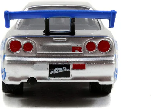 Miniatura 7 de Jada Toys Fast & Furious 1:55 Brian's 2002 Nissan GT-R R34 Build N' Collect Kit de modelo fundido a presión, juguetes para niños y adultos