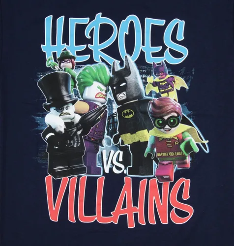 Miniatura 3 de LEGO Batman The Movie Boys Heroes Vs. Villains - Camiseta de personajes, Azul marino, Grande