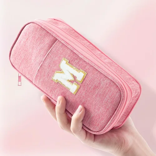 Miniatura 6 de Estuche de lápices de gran capacidad color rosa, lindo estuche de lápices con cremallera para niñas y mujeres, bolsa de lápices expandible