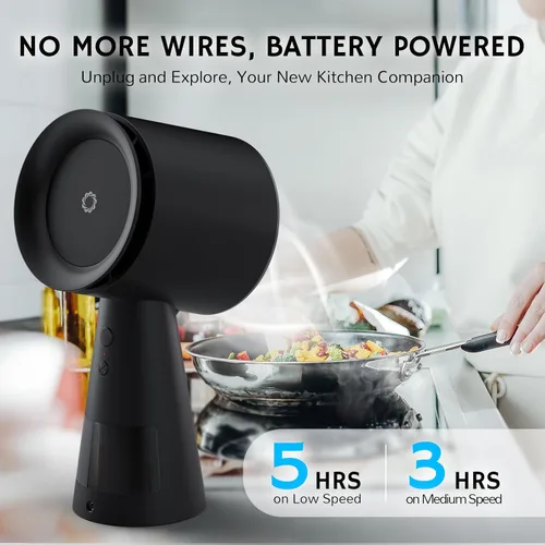 Miniatura 3 de Airthereal Campana extractora de escritorio con pilas, campana extractora portátil recargable con 3 velocidades de ventilador y taza grande de Negro