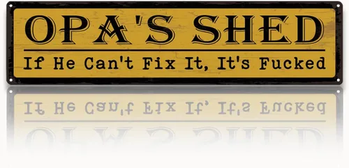 Miniatura 32 de Metal Fathers Day Gift, Retro Metal Tin Sign, Man Cave Decor, Papa's Garage, If He Can't Fix It We're Screwed, Garage Workshop Decor, Gift for Papa