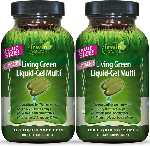 Miniatura 10 de Irwin Naturals Living Green Liquid Gel Multi para Mujer - 90 Geles Líquidos Suaves