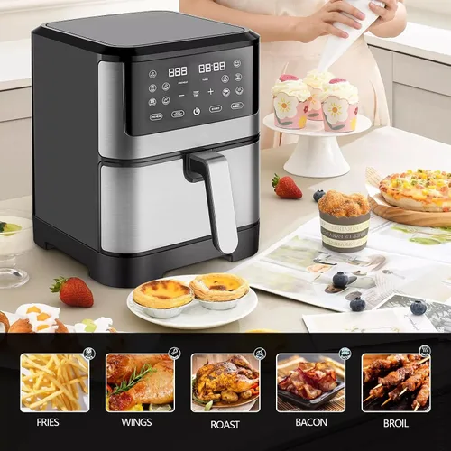 Miniatura 3 de Freidora de aire digital LED, horno tostador eléctrico con freidora de aire, freidora de aire multifunción, asar, asar, deshidratar y más