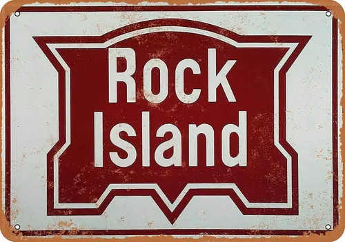 Letrero de metal de 12 x 16 pulgadas, ferrocarril de isla de rock, decoración de pared vintage para decoración del hogar