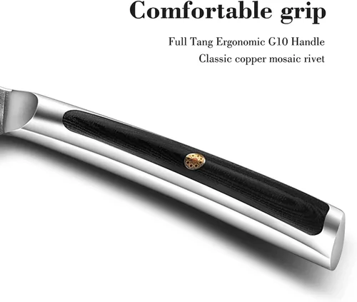 Miniatura 5 de Sunnecko Cuchillo para Carne de Cocina de 5 Pulgadas, Cuchillo para Carne de Damasco VG-10, Acero Japonés, Cuchillos de Carne No Dentados de Espiga