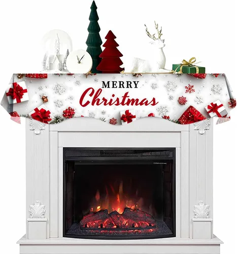 Miniatura 12 de NYZE Bufanda para Repisa de Chimenea Navideña 60 x 17 Pulgadas Cubierta Decorativa para Repisa de Chimenea de Navidad Camino de Mesa para Repisa