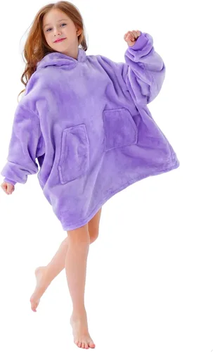 Miniatura 28 de Aemicion - Manta con capucha tipo sudadera tamaño grande, vellón Sherpa con mangas y bolsillo, unisex para adultos, ideal para hogar, oficina