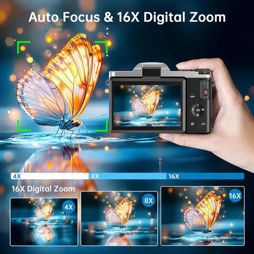 Miniatura 4 de Cámara digital 4K para fotografía con WiFi, cámara de vlogging de enfoque automático para video de YouTube de 3 pulgadas, cámara de viaje