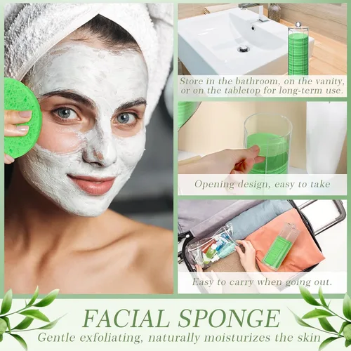 Miniatura 3 de 120 esponjas faciales comprimidas, exfoliantes faciales naturales, esponjas faciales desechables para limpieza, almohadillas faciales redondas
