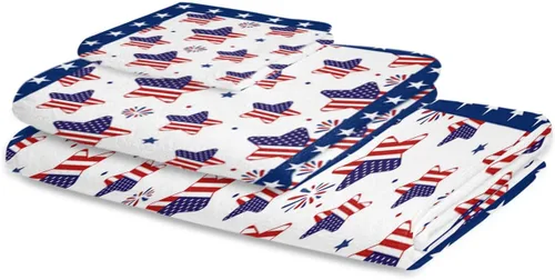 Miniatura 2 de Stars Stripes Flag Bath Towels for Bathroom Set - Luxury Microfiber Towels Gifts for Women,Quick Dry Beach Kitchen Hand Hair Face Yoga Workout Gym
