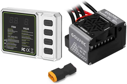 GOUPRC 60A sin escobillas RC ESC 2-3S controlador de velocidad eléctrico impermeable con tarjeta de programación para accesorios a escala 1/10 RC