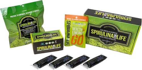 Miniatura 6 de Spirulina 7 Stick Pack 7 Day Supply Spirulina Live Flash congelada 100% pura cultivada en agua alcalina cultivada, cosechada y congelada