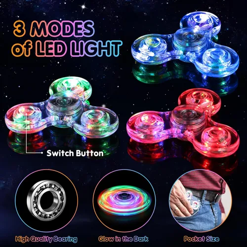 Miniatura 3 de Gigilli Paquete de 8 juguetes giratorios para niños de 4 a 8 a 12, bolsas de regalos con luz LED, regalos de fiesta, juguetes a granel para niños