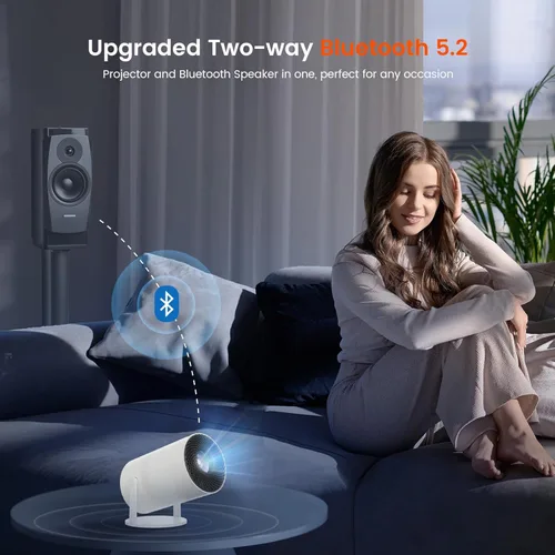 Miniatura 3 de Mini proyector con WiFi y Bluetooth, proyector de películas portátil con rotación de 180°, compatible con HD de 1080P, Keystone vertical automático