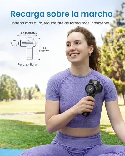 Miniatura 5 de RENPHO Active+ Pistola de masaje de percusión, regalos del día del padre, 5 velocidades ajustables para espalda, cuello, recuperación muscular