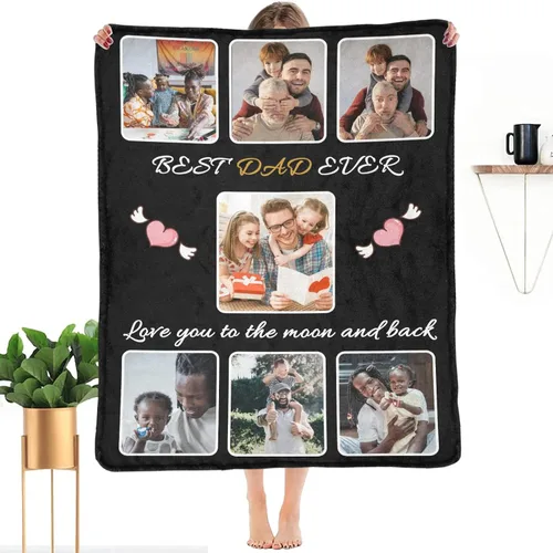 Miniatura 26 de HUGLAZY Mantas personalizadas con fotos, texto, mantas personalizadas con imagen, mantas personalizadas para papá con collage de fotos, manta